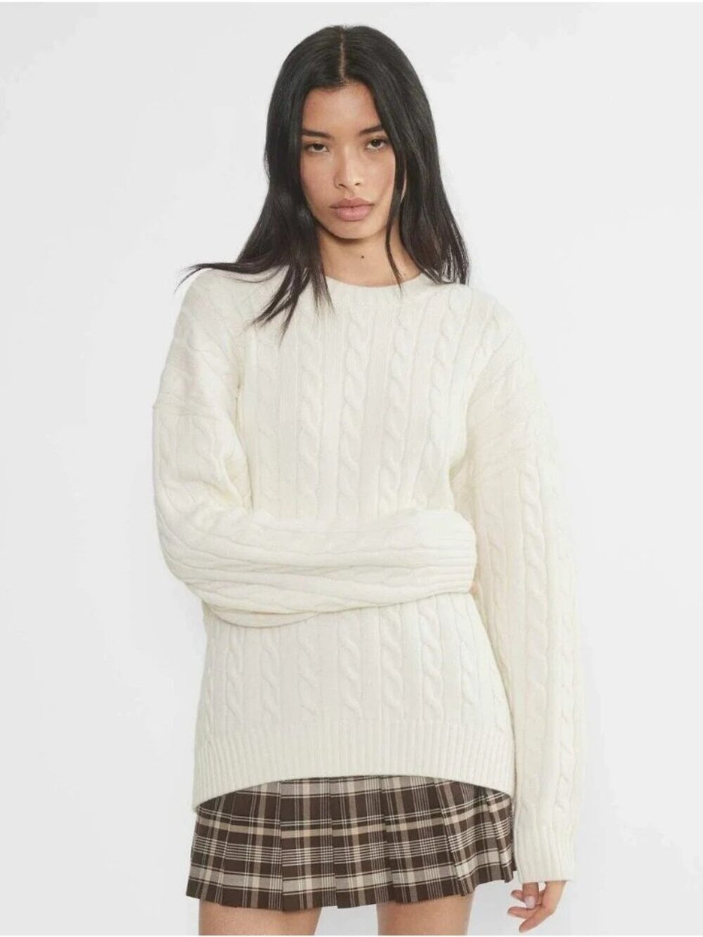 Aritzia Sunday Best XS Peggy Sweater Ivory White Merino Wool Crew Neck